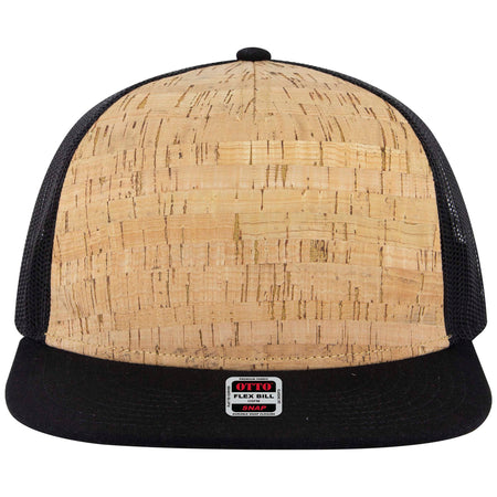 OTTO CAP "OTTO SNAP" 5 Panel Pro Style Mesh Back Trucker Snapback Hat OTTO 154-1174 Otto Cap 0311203B - Blk/Cork/Blk OSFM - Adult