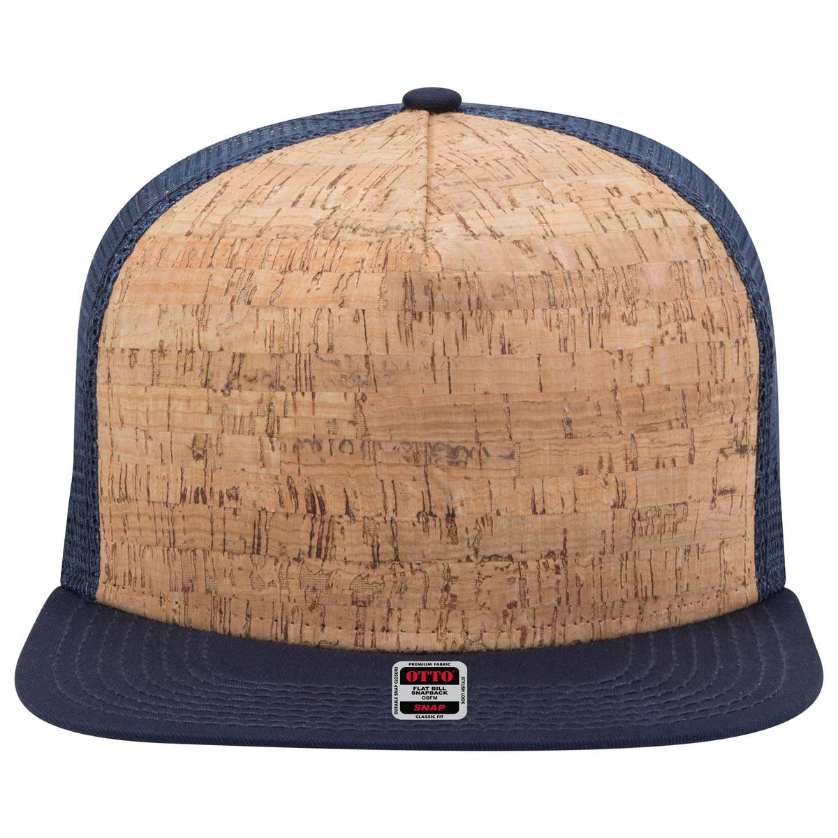 OTTO CAP "OTTO SNAP" 5 Panel Pro Style Mesh Back Trucker Snapback Hat OTTO 154-1174 Otto Cap 0411204 - Nvy/Cork/Nvy OSFM - Adult