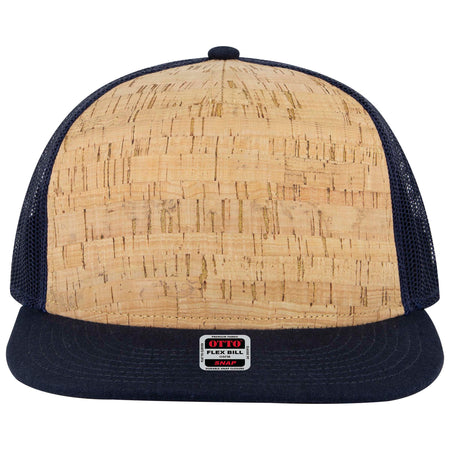 OTTO CAP "OTTO SNAP" 5 Panel Pro Style Mesh Back Trucker Snapback Hat OTTO 154-1174 Otto Cap 0411204B - Nvy/Cork/Nvy OSFM - Adult