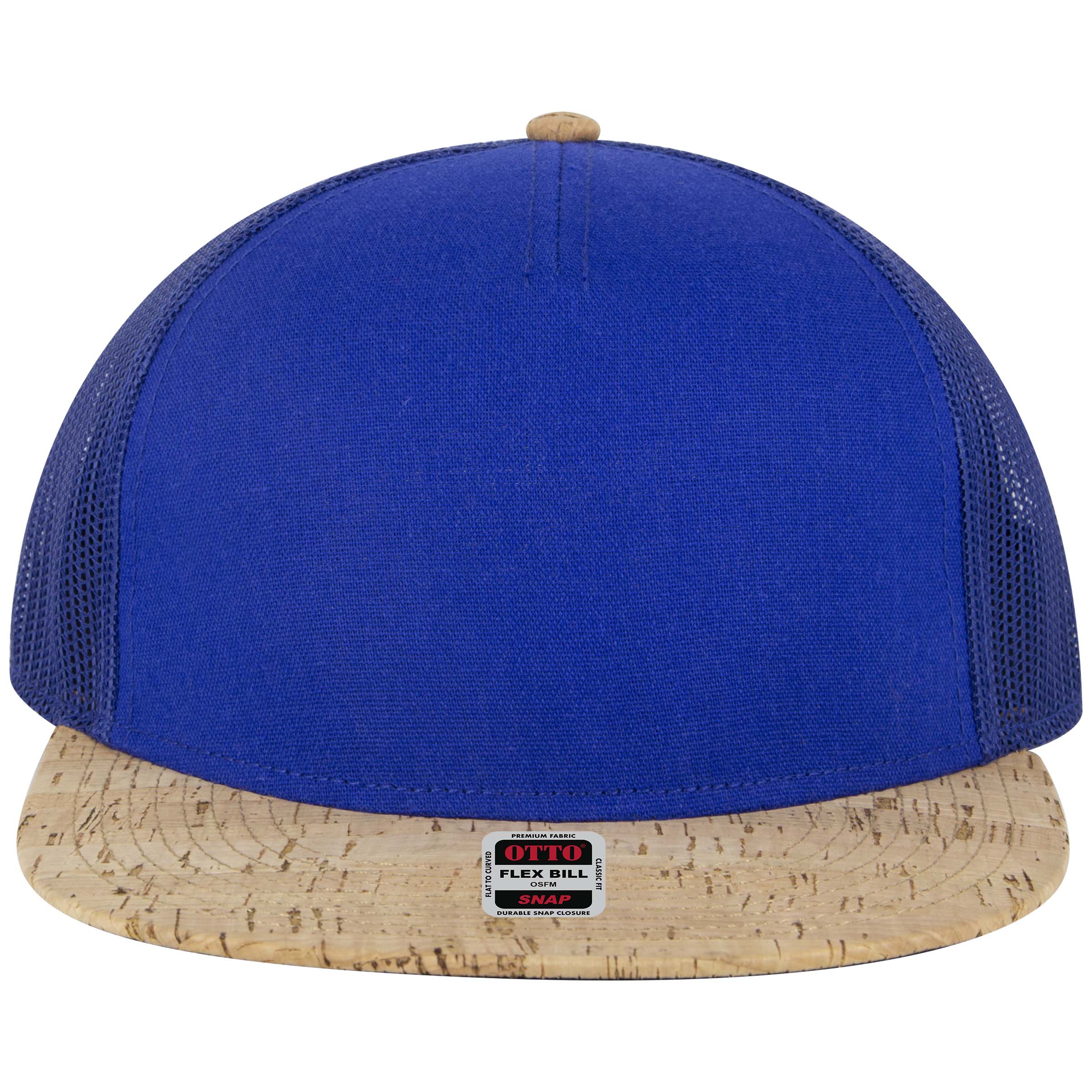 OTTO CAP "OTTO SNAP" 5 Panel Pro Style Mesh Back Trucker Snapback Hat OTTO 154-1174 Otto Cap 11201B - Cork/Ryl OSFM - Adult