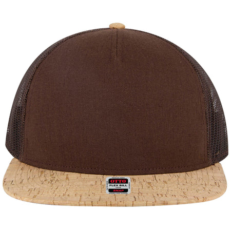 OTTO CAP "OTTO SNAP" 5 Panel Pro Style Mesh Back Trucker Snapback Hat OTTO 154-1174 Otto Cap 11207B - Cork/Brn OSFM - Adult