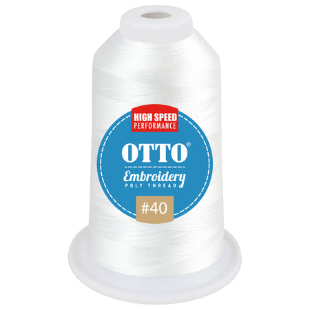 OTTO Embroidery Poly Thread #40 1,100 yd. Cone OTTO 157-108 Otto Cap 016 - White OSFM