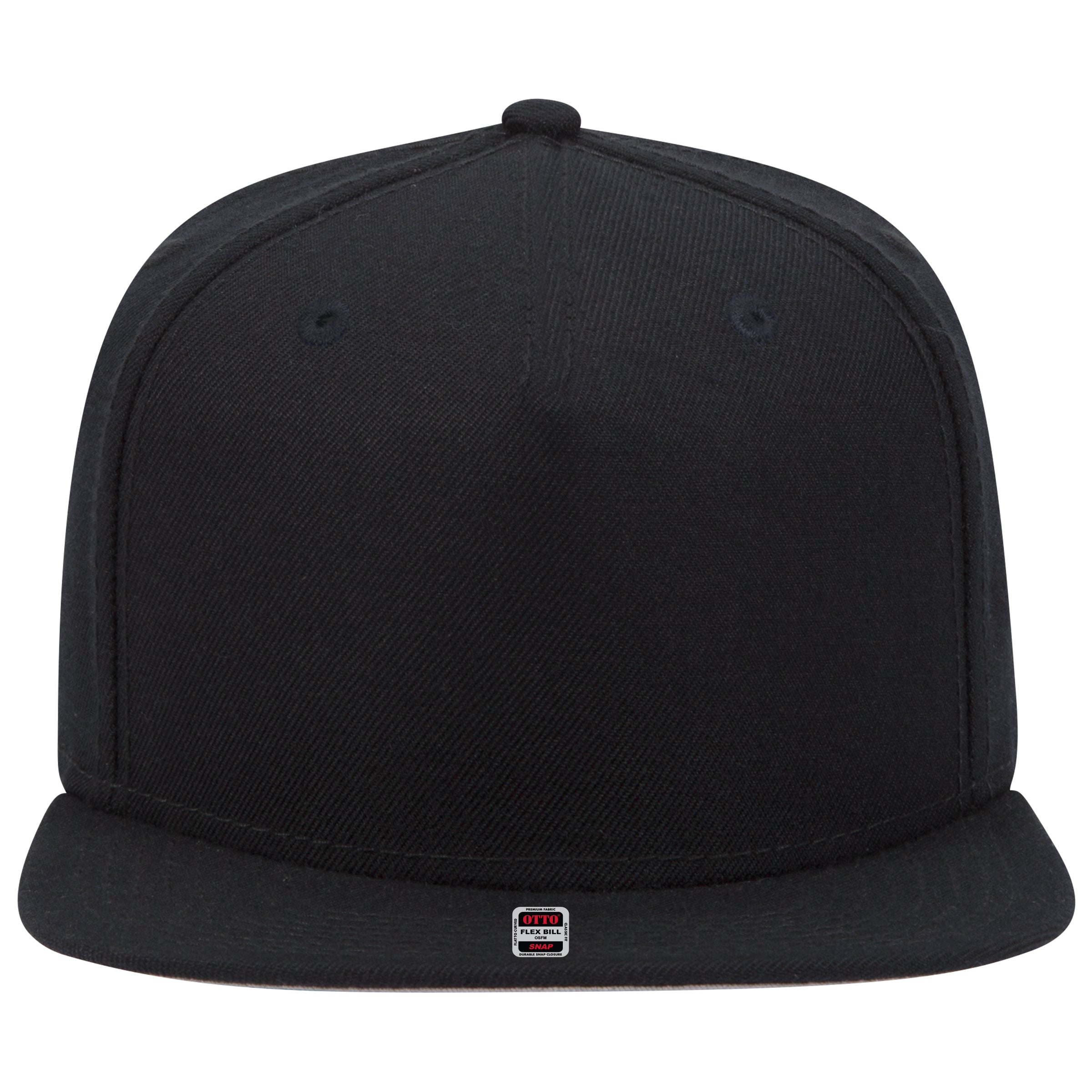 OTTO CAP "OTTO SNAP" 5 Panel Pro Style Snapback Hat OTTO 158-1176 Otto Cap 003 - Black OSFM - Adult