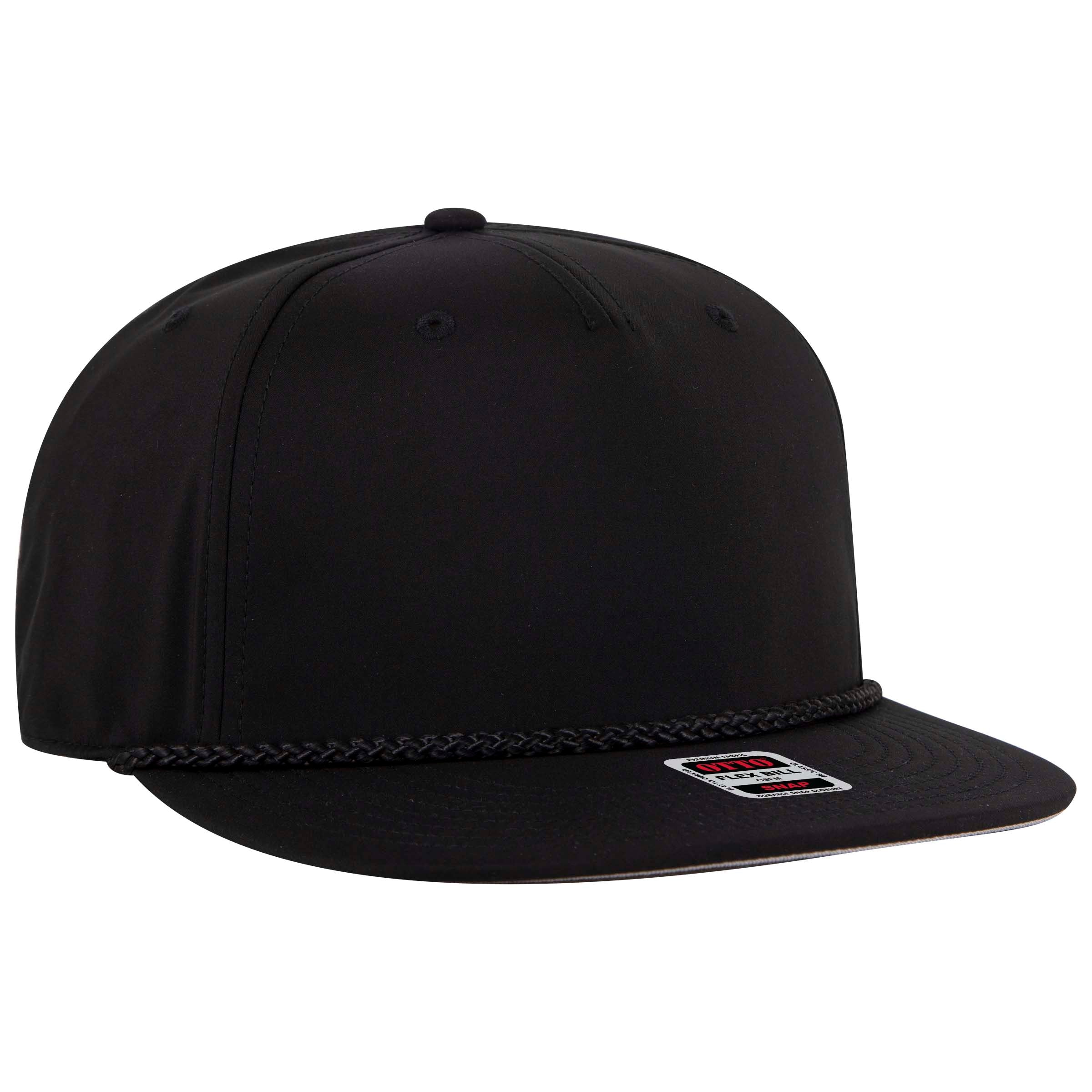 OTTO CAP "OTTO SNAP" 5 Panel Pro Style Snapback Hat OTTO 158-1176 Otto Cap 003C - Black OSFM - Adult