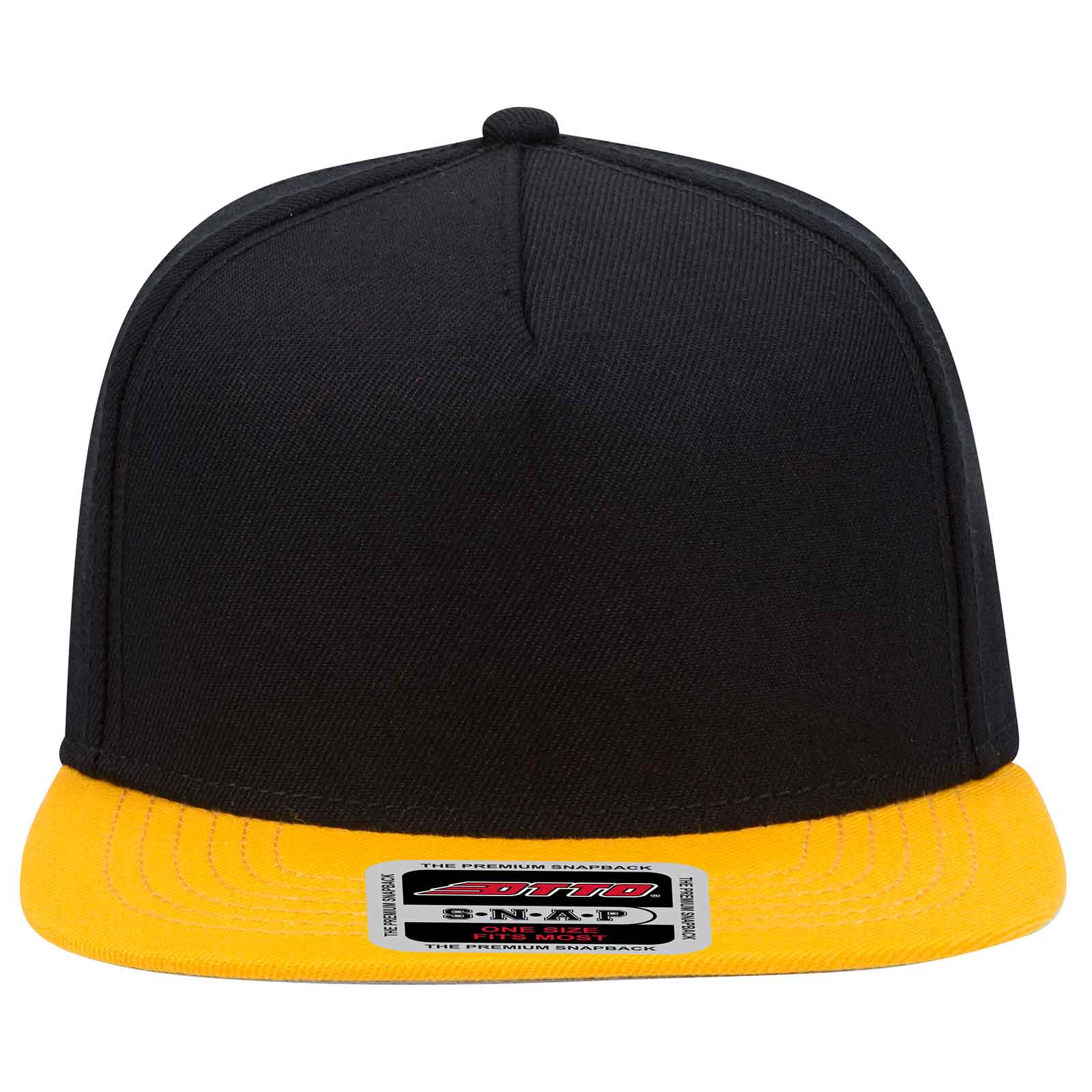 OTTO CAP "OTTO SNAP" 5 Panel Pro Style Snapback Hat OTTO 158-1176 Otto Cap 060303 - Gld/Blk/Blk OSFM - Adult