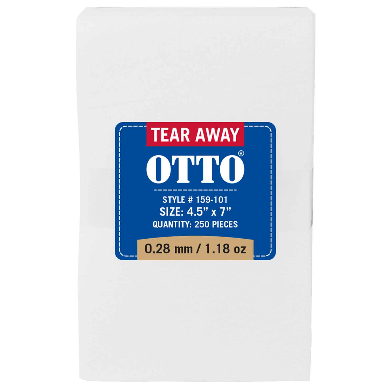 OTTO Embroidery Stabilizer Backing Tear Away Sheets OTTO 159-101 Otto Cap 016 - White OSFM