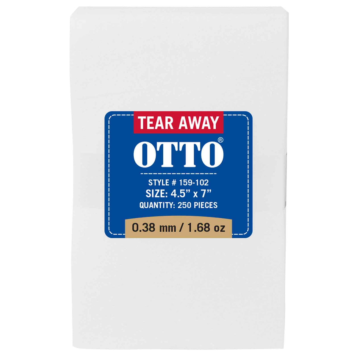 OTTO Embroidery Stabilizer Backing Tear Away Sheets OTTO 159-102 Otto Cap