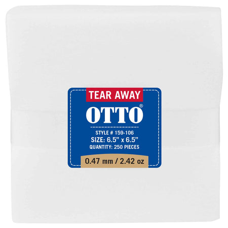 OTTO Embroidery Stabilizer Backing Tear Away Sheets OTTO 159-106 Otto Cap 016 - White OSFM