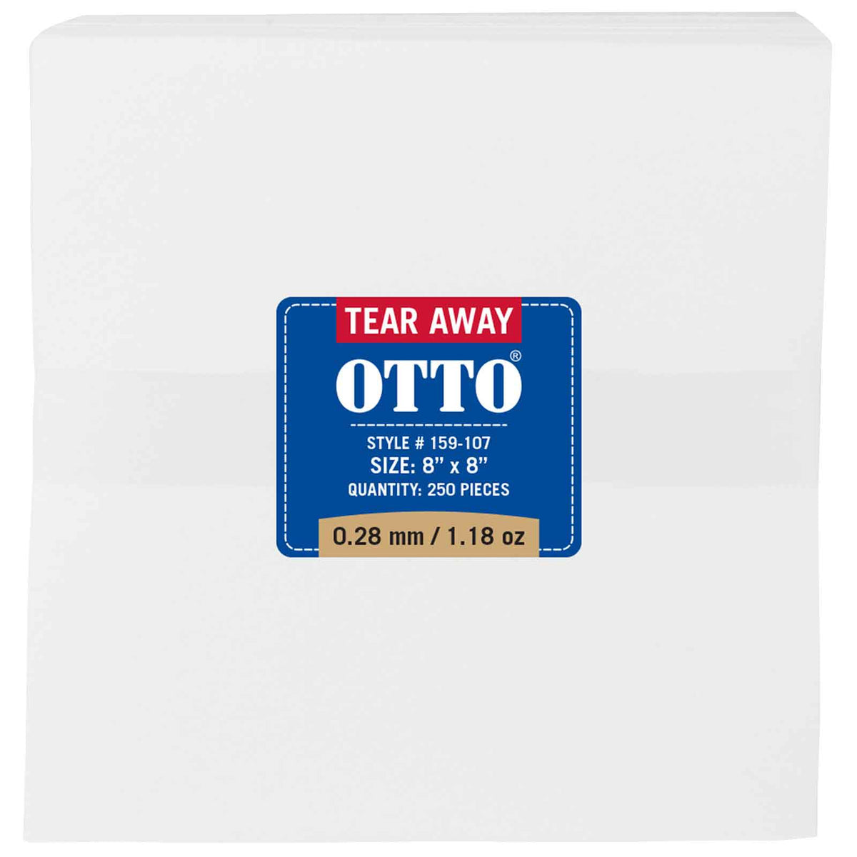 OTTO Embroidery Stabilizer Backing Tear Away Sheets OTTO 159-107 Otto Cap 016 - White OSFM