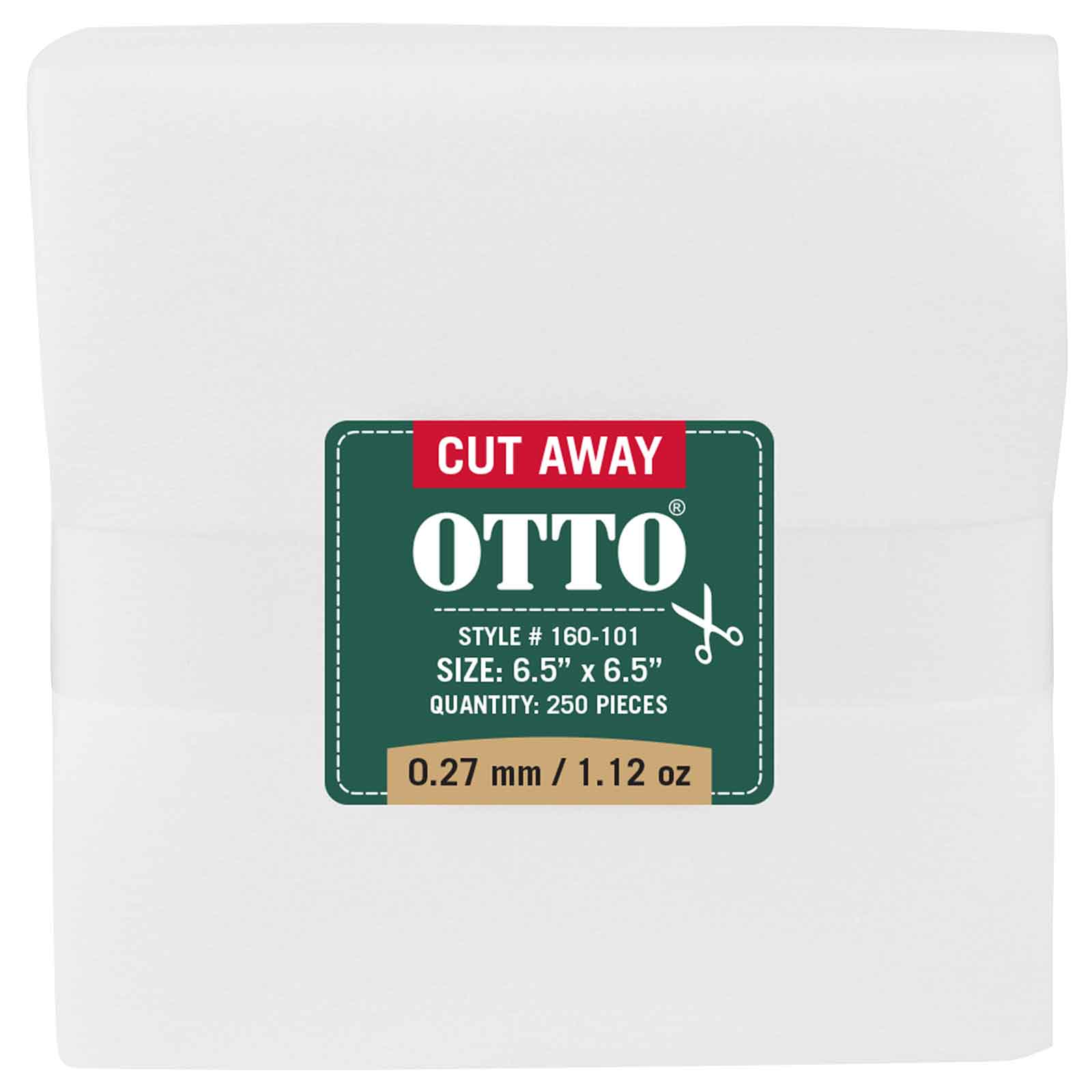 OTTO Embroidery Stabilizer Backing Cut Away Sheets OTTO 160-101 Otto Cap 016 - White OSFM