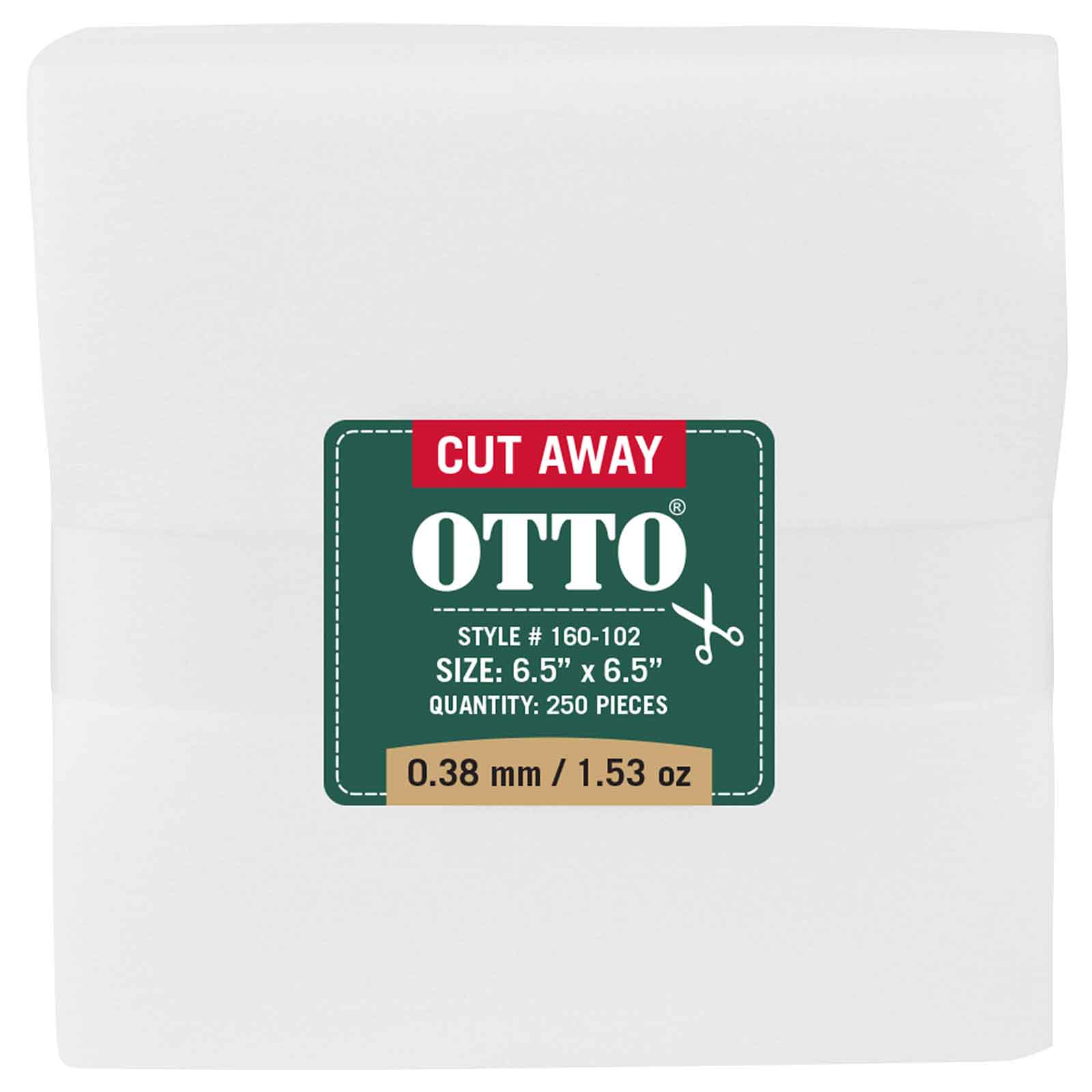 OTTO Embroidery Stabilizer Backing Cut Away Sheets OTTO 160-102 Otto Cap 016 - White OSFM