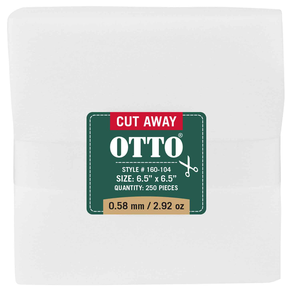 OTTO Embroidery Stabilizer Backing Cut Away Sheets OTTO 160-104 Otto Cap 016 - White OSFM