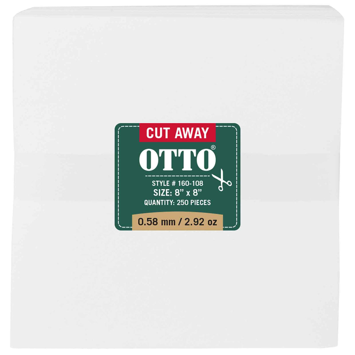 OTTO Embroidery Stabilizer Backing Cut Away Sheets OTTO 160-108 Otto Cap