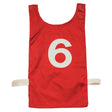 NUMBERED HEAVYWEIGHT NYLON PINNIES, YOUTH RED