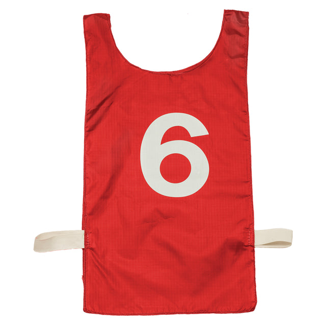 NUMBERED HEAVYWEIGHT NYLON PINNIES, YOUTH RED