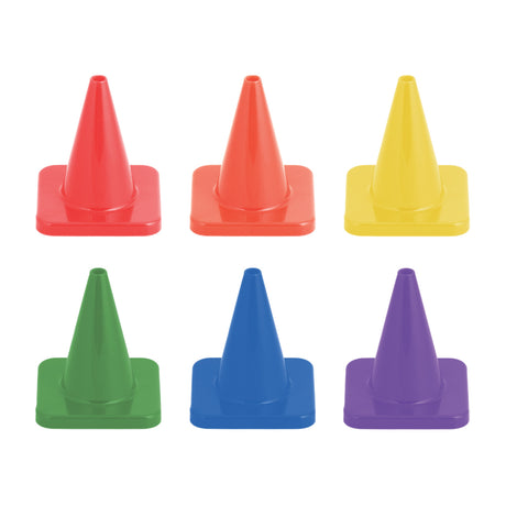 6"H HIGH-VISIBILITY FLEXIBLE VINYL CONE SET OF 6 COLORS