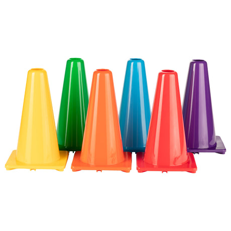 9"H HIGH-VISIBILITY FLEXIBLE VINYL CONE SET OF 6 COLORS