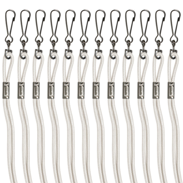 HEAVY-DUTY NYLON LANYARDS WHITE/POLY BAG