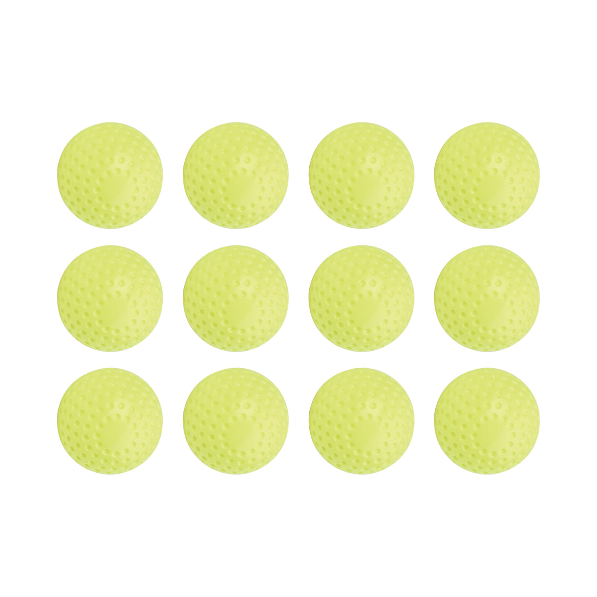 DIMPLED PITCHING MACHINE SOFTBALLS 12"D, OPTIC YELLOW