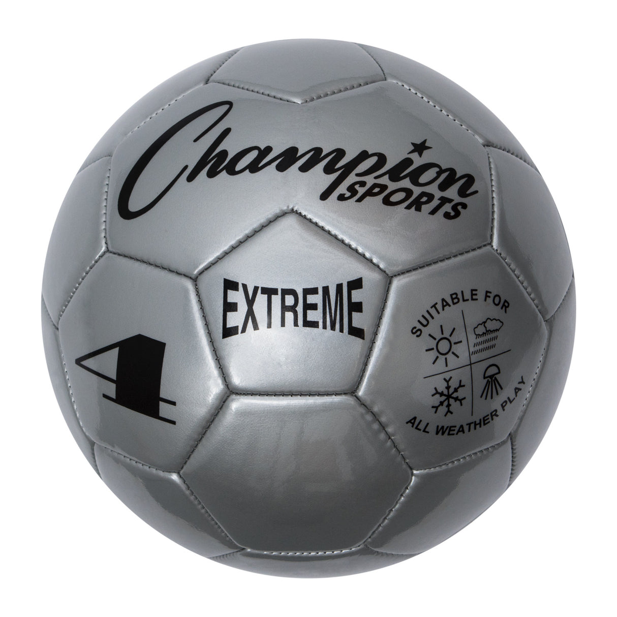 EXTREME SOCCER BALL, SIZE 4 SILVER