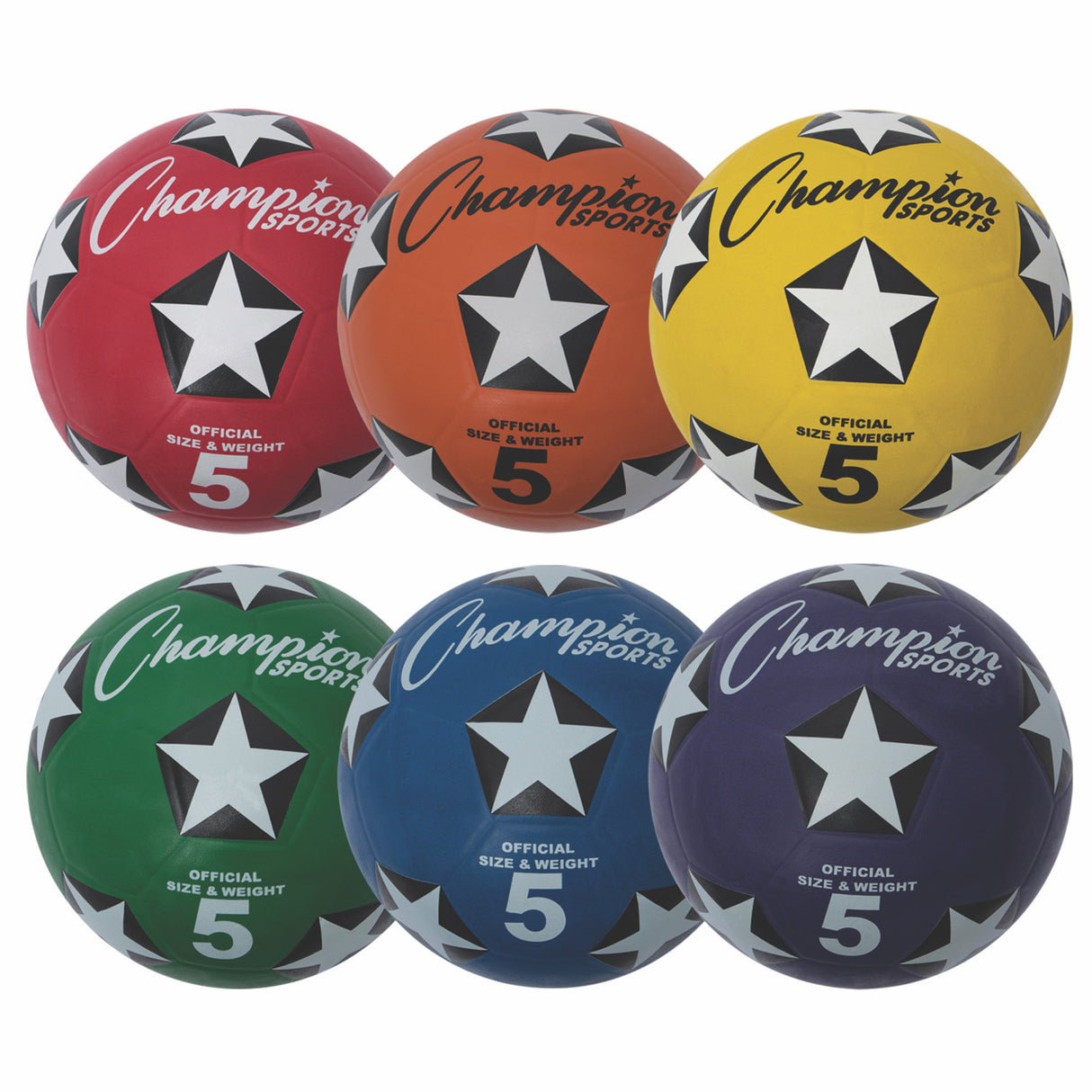 RUBBER COVER SOCCER BALL SIZE 5, SET OF SIX COLORS
