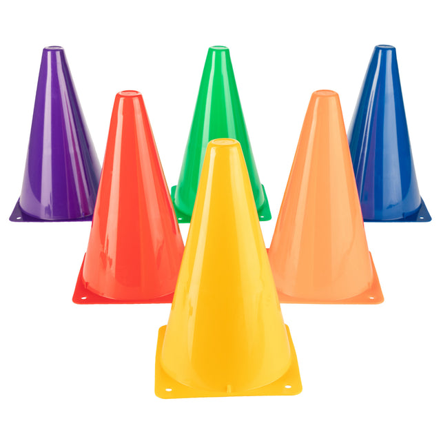HIGH-VISIBILITY PLASTIC CONE 9" H, SET OF SIX
