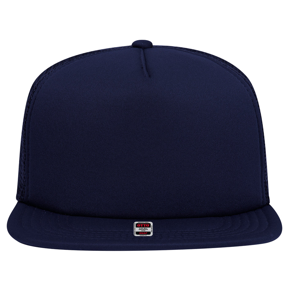 OTTO CAP "OTTO SNAP" 5 Panel Mid Profile Mesh Back Trucker Snapback Hat OTTO 164-1190 Otto Cap 004 - Navy OSFM - Adult