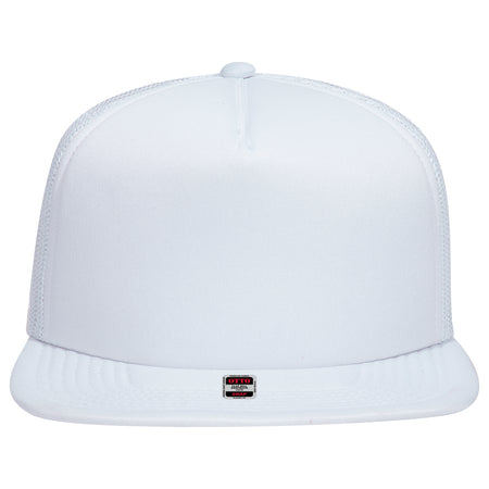 OTTO CAP "OTTO SNAP" 5 Panel Mid Profile Mesh Back Trucker Snapback Hat OTTO 164-1190 Otto Cap 016 - White OSFM - Adult