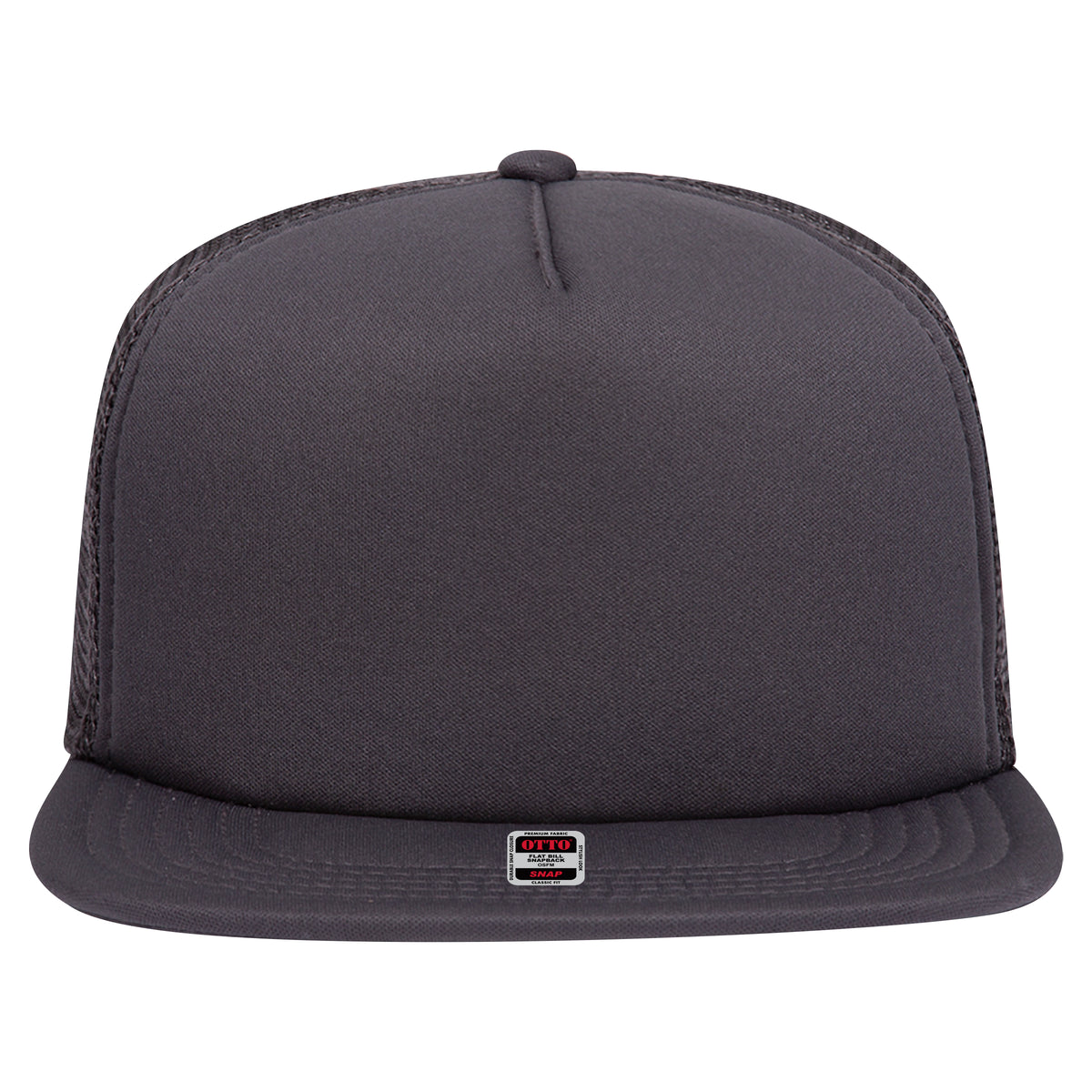 OTTO CAP "OTTO SNAP" 5 Panel Mid Profile Mesh Back Trucker Snapback Hat OTTO 164-1190 Otto Cap 025 - Char. Gray OSFM - Adult