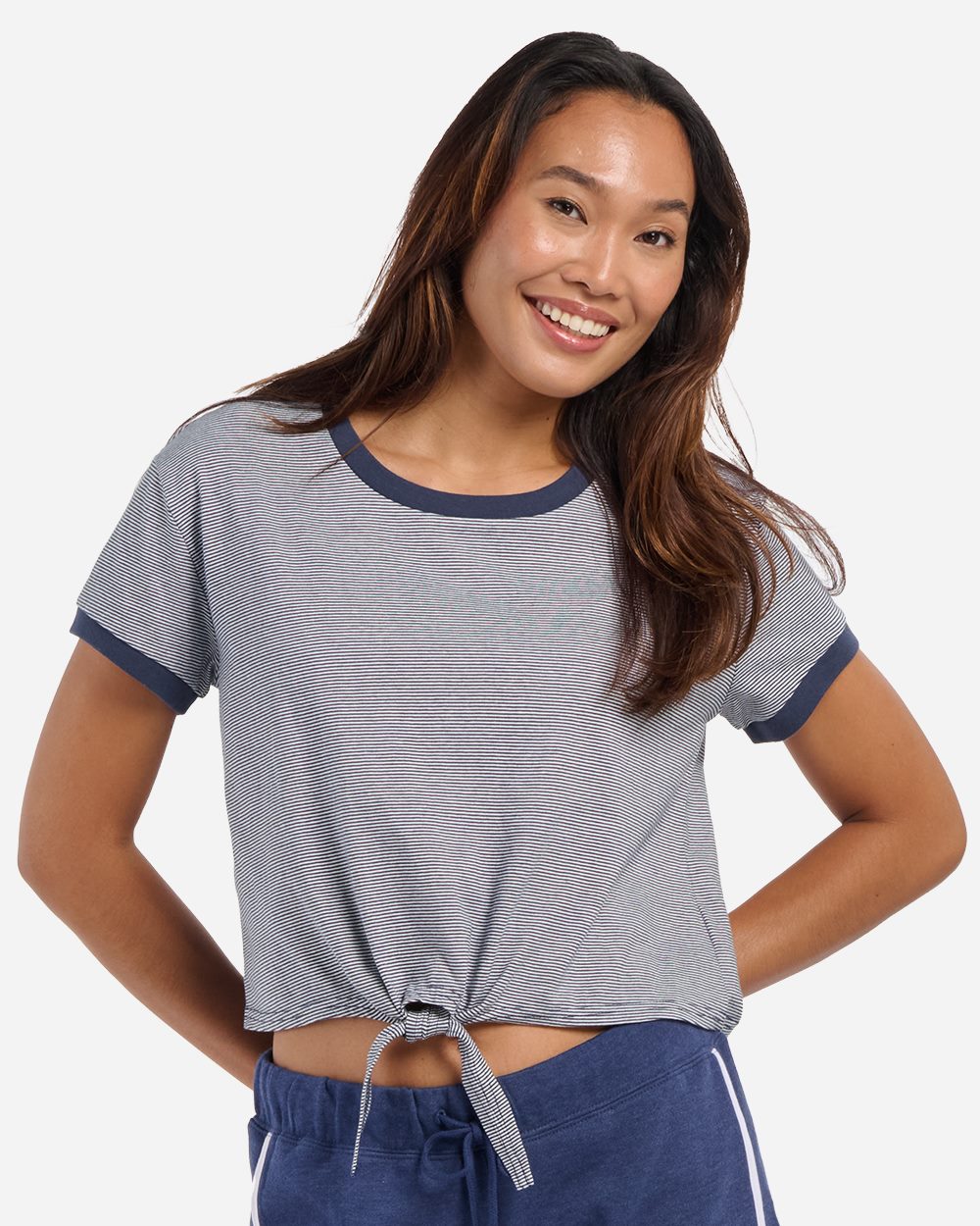 Boxercraft Women's Striped Tie Front T-Shirt - Boxercraft BW2107
