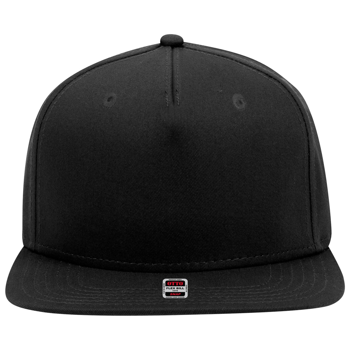 OTTO CAP "OTTO SNAP" 5 Panel Mid Profile Snapback Hat OTTO 167-1198 Otto Cap 003 - Black OSFM - Adult