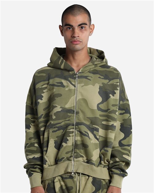 Shaka Wear Unisex Garment-Dyed Cropped Full-Zip Hooded Sweatshirt - Shaka Wear SHGCZ