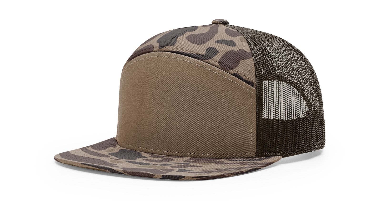 Richardson Printed Seven-Panel Trucker Cap - Richardson 168P Caps Richardson Bark Duck Camo/Brown Adjustable