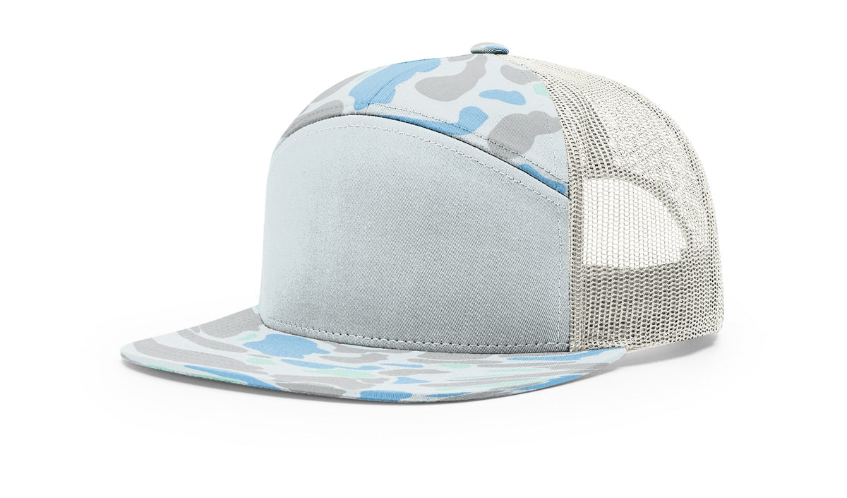 Richardson Printed Seven-Panel Trucker Cap - Richardson 168P Caps Richardson Saltwater Duck Camo/Ice Grey Adjustable