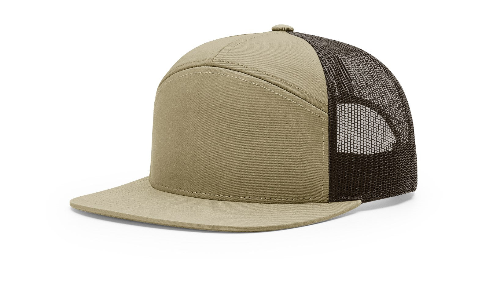 Richardson Seven-Panel Trucker Cap - Richardson 168 Caps Richardson Pale Khaki/Brown Adjustable