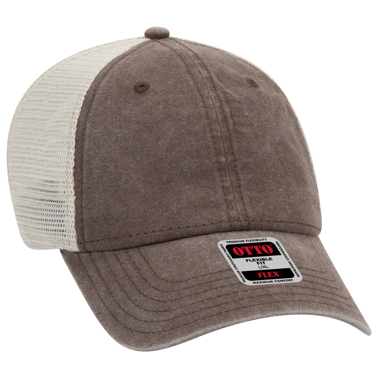 OTTO CAP® OTTO FLEX® Fitted 6 Panel Low Profile Mesh Back Trucker Hat OTTO 169-1264