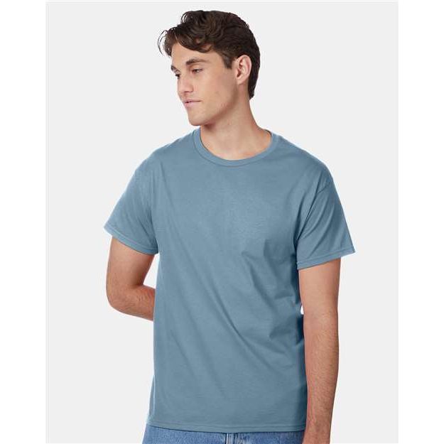 Hanes Authentic T-Shirt - Stonewashed Blue - Hanes 5250 Hanes