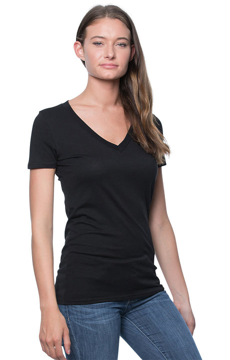 Royal Apparel 17030W Women's 50/50 Blend V-Neck - Black