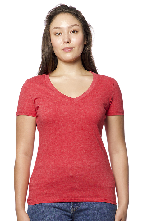 Royal Apparel 17030W Women's 50/50 Blend V-Neck - Heather Cardinal