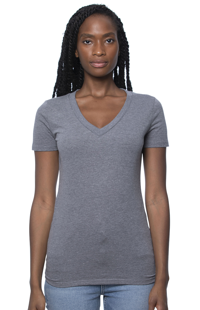 Royal Apparel 17030W Women's 50/50 Blend V-Neck - Heather Charcoal