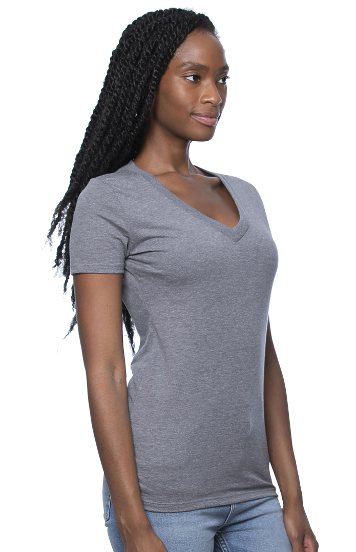 Royal Apparel 17030W Women's 50/50 Blend V-Neck - Heather Charcoal