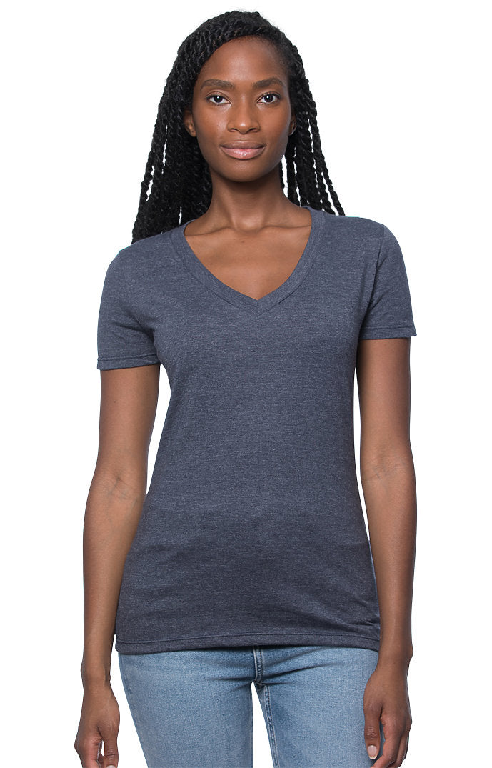 Royal Apparel 17030W Women's 50/50 Blend V-Neck - Heather Indigo