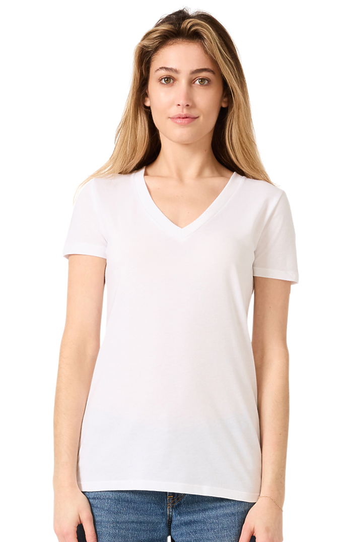 Royal Apparel 17030W Women's 50/50 Blend V-Neck - White