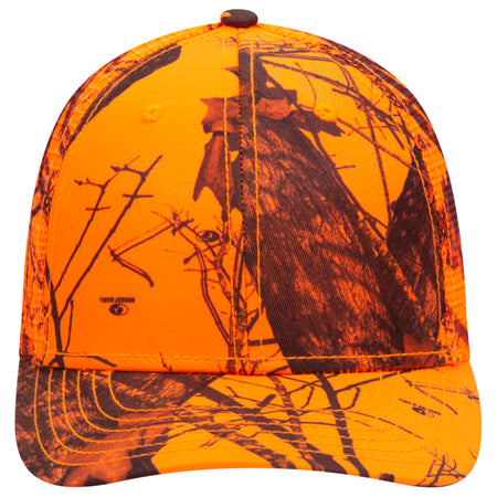 OTTO CAP Mossy Oak Camouflage Superior Polyester Twill 6 Panel Low Profile Mesh Back Baseball Cap OTTO 171-1292 Otto Cap MO6 - Blaze OSFM - Adult