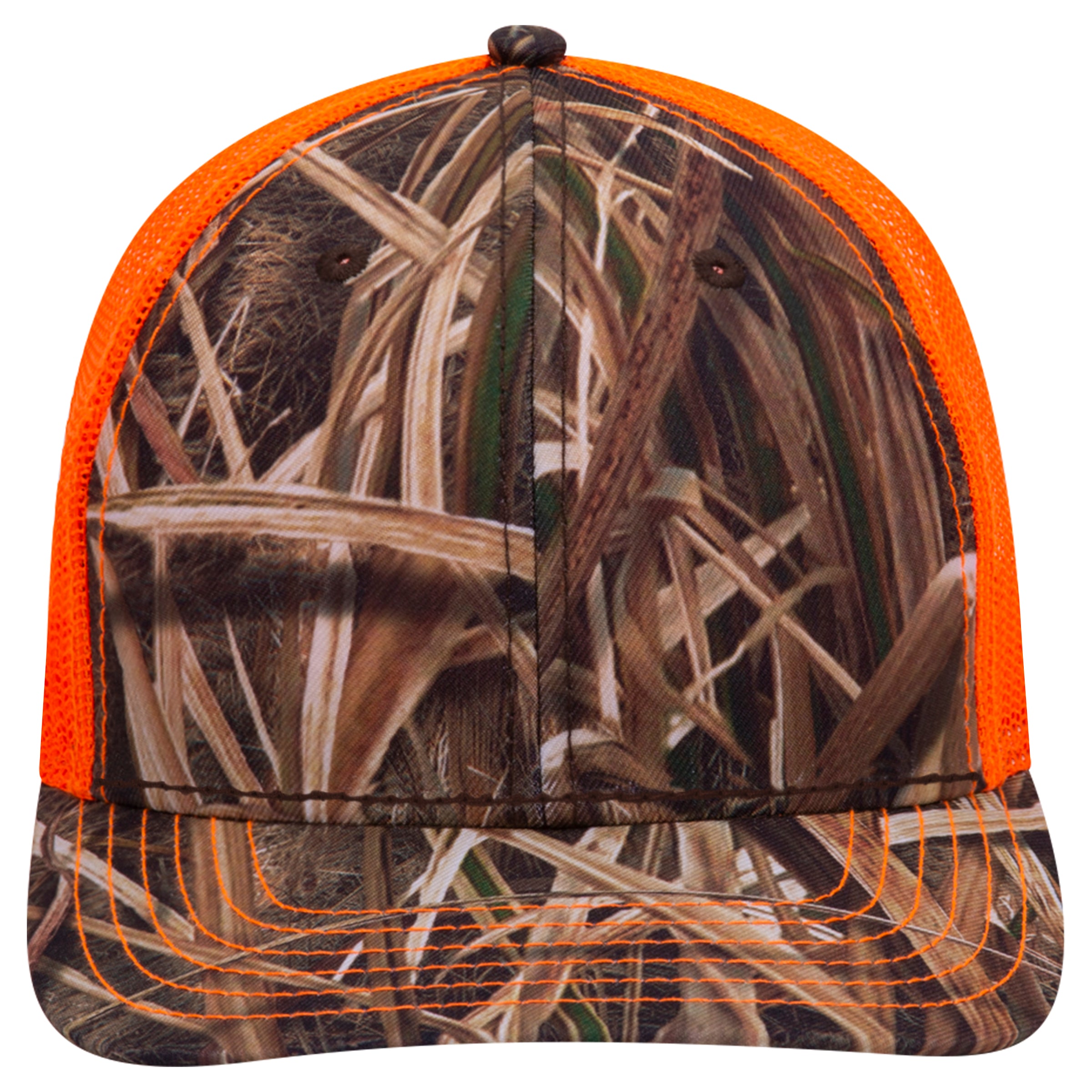 OTTO CAP Mossy Oak Camouflage Superior Polyester Twill 6 Panel Low Profile Mesh Back Baseball Cap OTTO 171-1293 Otto Cap MO409 - Shadow Grass Blades/N.Org OSFM - Adult