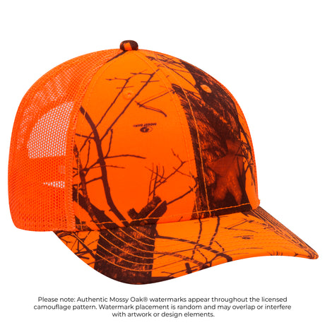 OTTO CAP® Mossy Oak Camouflage 6 Panel Low Profile Mesh Back Trucker Hat OTTO 171-1293