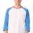 Royal Apparel 17160 Unisex Americana Raglan Baseball Shirt - White/H Sea Blue/H Cardinal