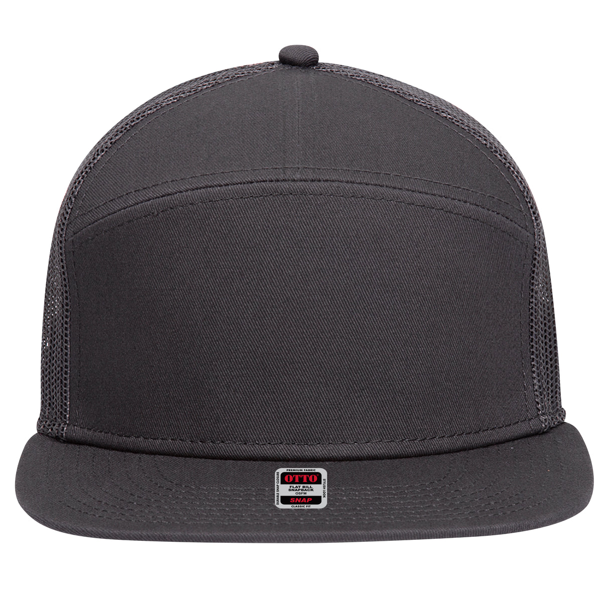 OTTO CAP "OTTO SNAP" 7 Panel Mesh Back Trucker Snapback Hat OTTO 172-1298 Otto Cap 025 - Char. Gray OSFM - Adult