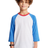 Royal Apparel 17220 Youth Americana Raglan Baseball Shirt - White/H Sea Blue/H Cardinal