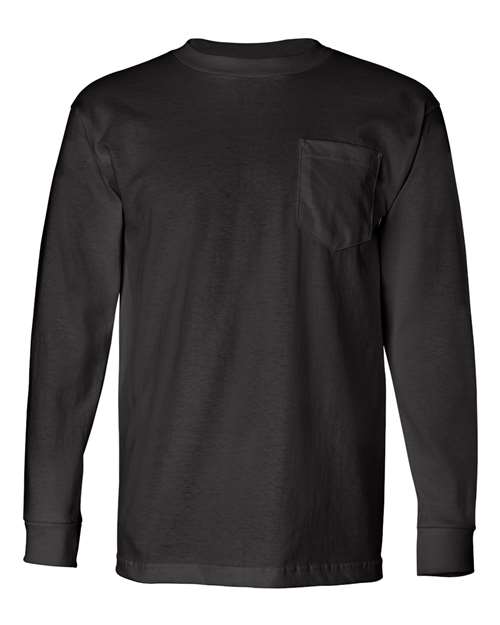 Bayside USA-Made Long Sleeve Pocket T-Shirt - Black - Bayside 8100 Bayside Black S